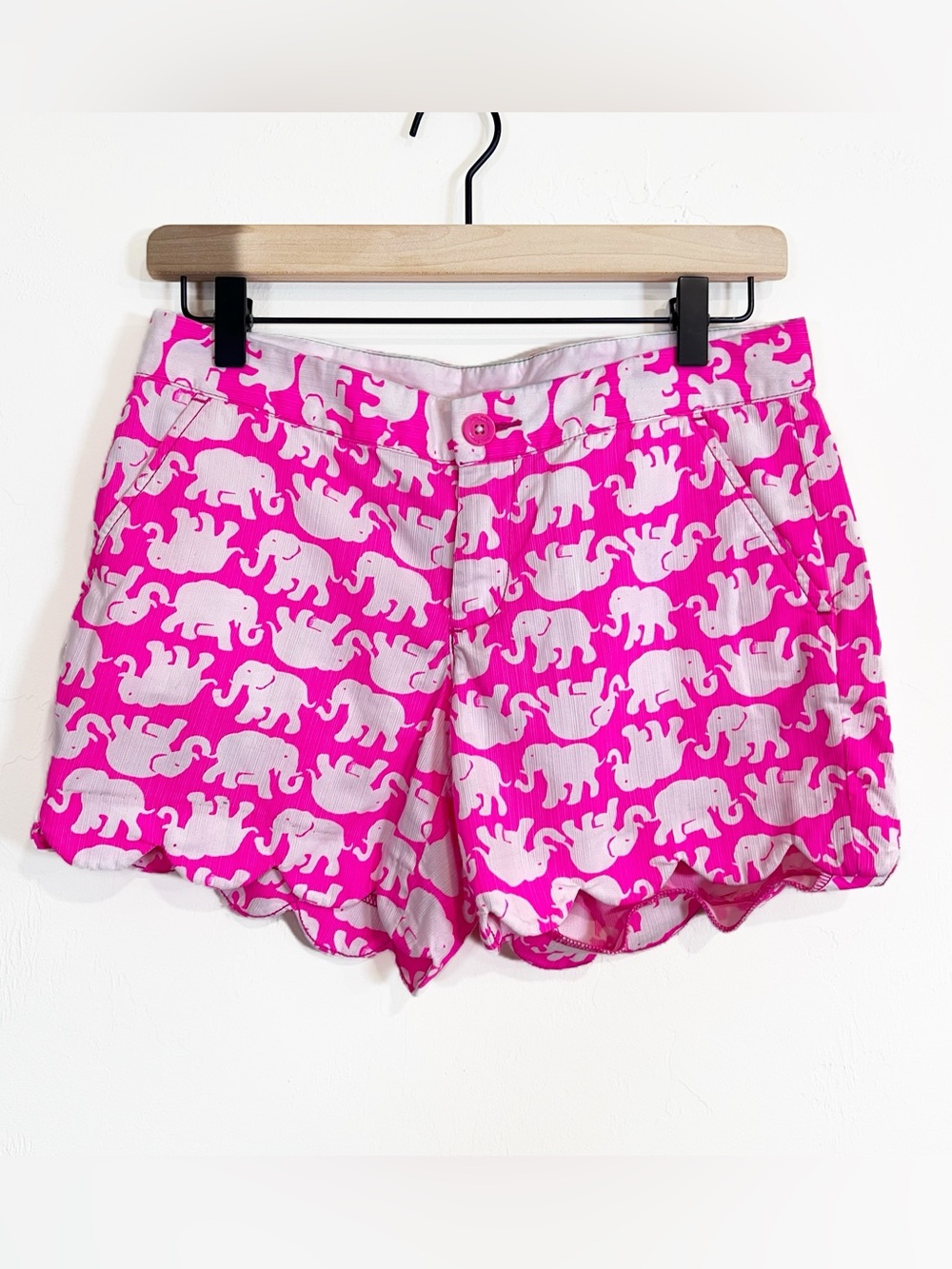 Lilly Pulitzer Buttercup Elephant Tusk In The Sun Shorts Pink Size 0 Scalloped